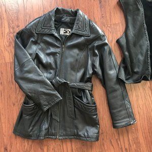 Belted Leather Jacket with removable extra liner